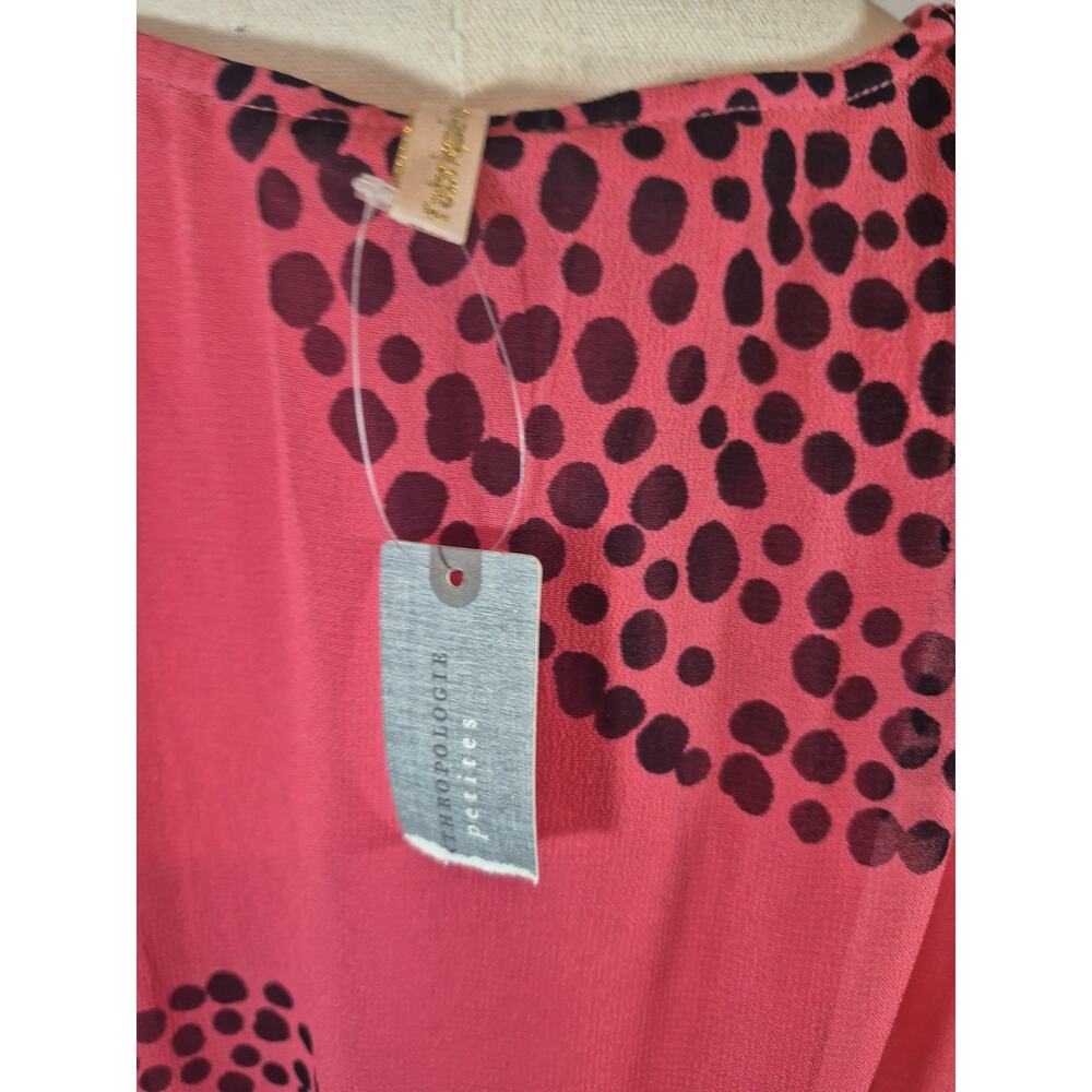 Anthropologie Pink-to-Peach Ombre Midi Dress with Black Floral Motif - Picture 8 of 9